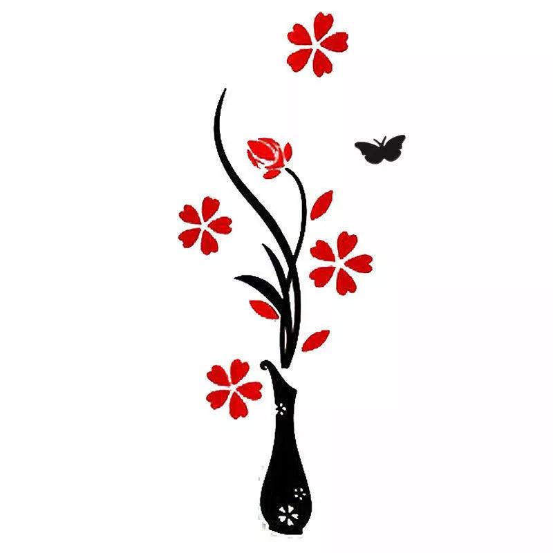 Multi-Piece Flower Vase 3D Acrylic Decoration Wall Sticker DIY Art Wall Poster