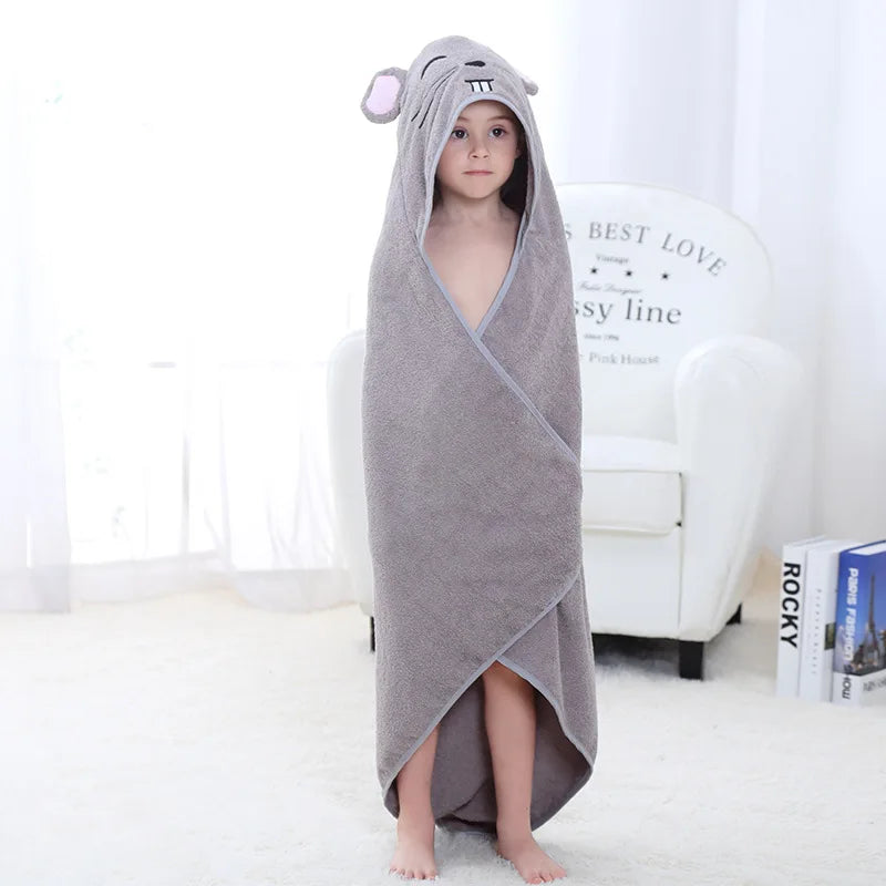 Baby Animal Cartoon Hooded Towel Beach Bath Robes Soft Children Poncho Towels