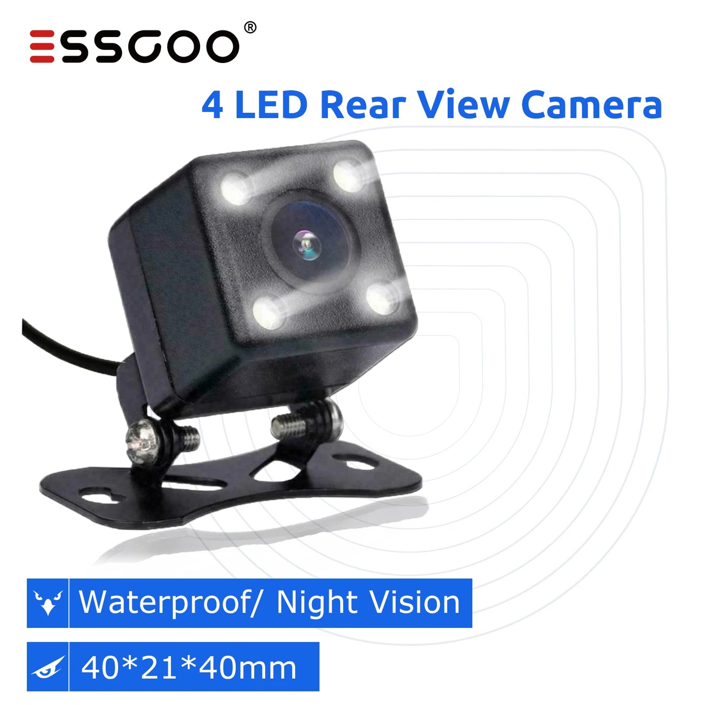 ESSGOO Universal 4 LED Car Rear View Camera Night Vision Waterproof HD Color