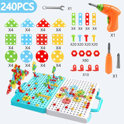 Kids Drill Screw Nut Puzzles Toys Pretend Play Tool Drill Disassembly Assembly