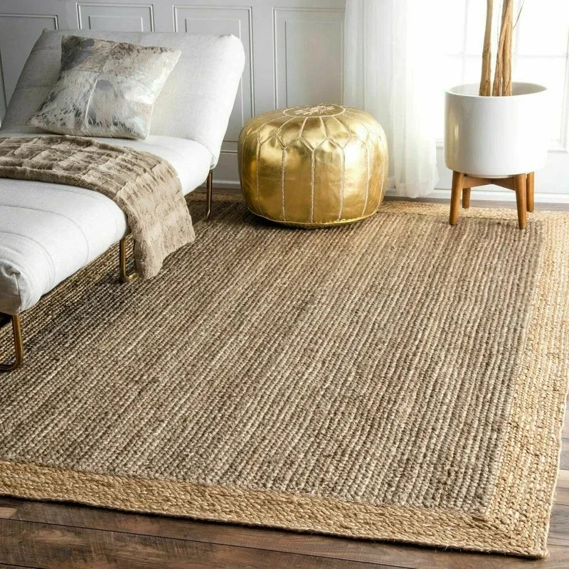 Rug 100% Jute Rectangle Natural Braided Floor Mat Handmade Reversible Runner rug