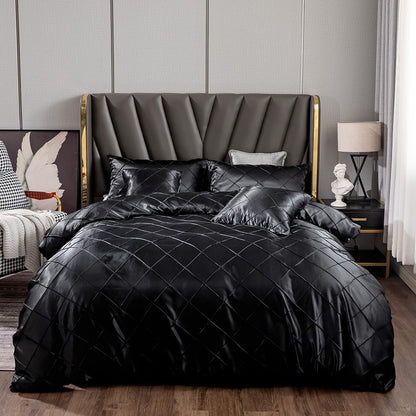 Drop Shipping Luxury Satin Silk Fabric Duvet Covers and Bedding Sheet Sets