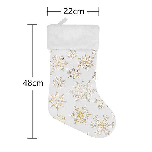 22x48cm New Beads Gilded Snowflake Plush Christmas Socks Gift Bag Christmas