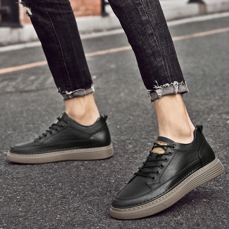 Spring/Summer Men Elevator Shoes Casual Men Sneakers Breathable Leather Leisure