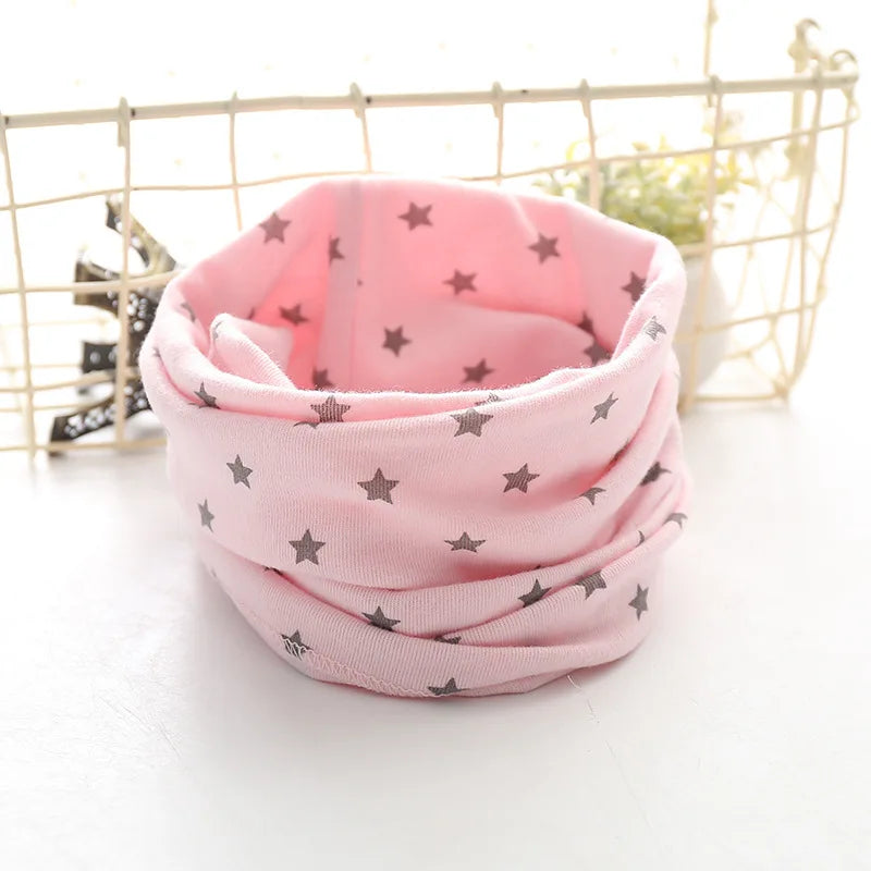 Korean Cotton Children's Scarf LIC Printed Cartoon Plaid Ring