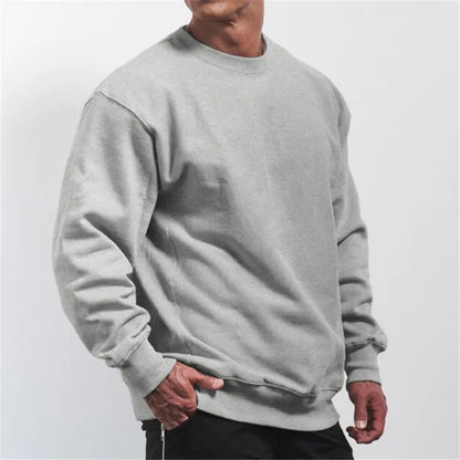 Men's Sweatshirt White Pure Color Casual Men Spring Autumn Fleece Sweatshirts