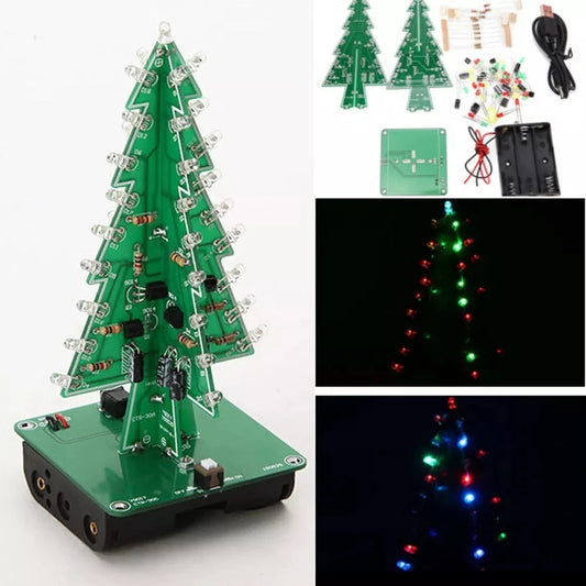 3D Christmas Tree DIY Kits 7 Color Light Flash LED Circuit Christmas Trees Xmas