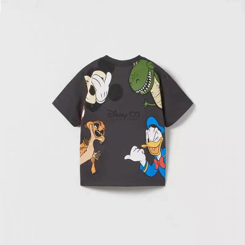 Mickey Cartoon T-Shirt for Boys Clothes Summer Thin Round Collar Disney