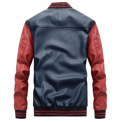 Baseball Jackets Men Slim Fit 2024 Stand Collar Leather Zipper Jacket