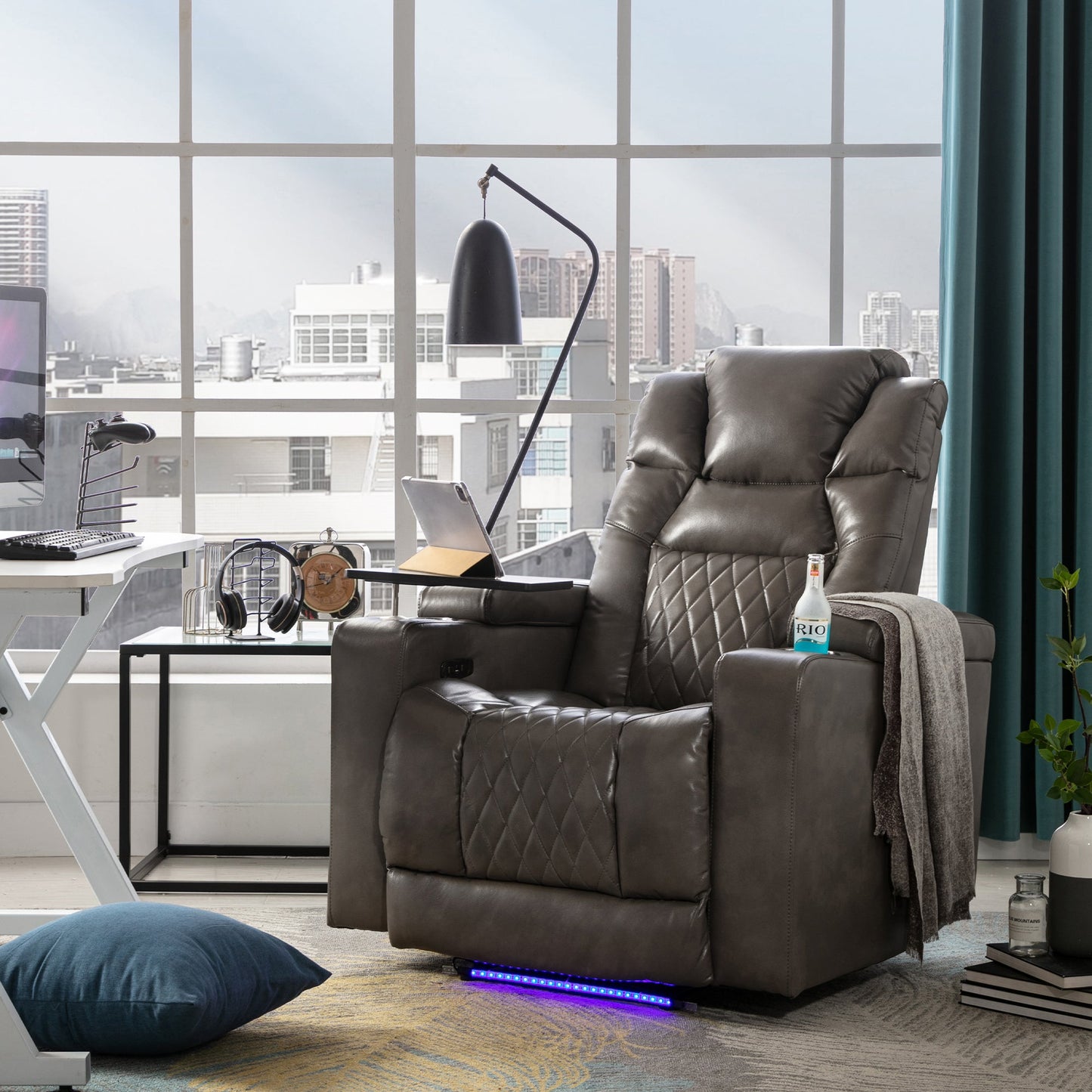 Power Motion Recliner With USB Charging Port and Hidden Arm Storage