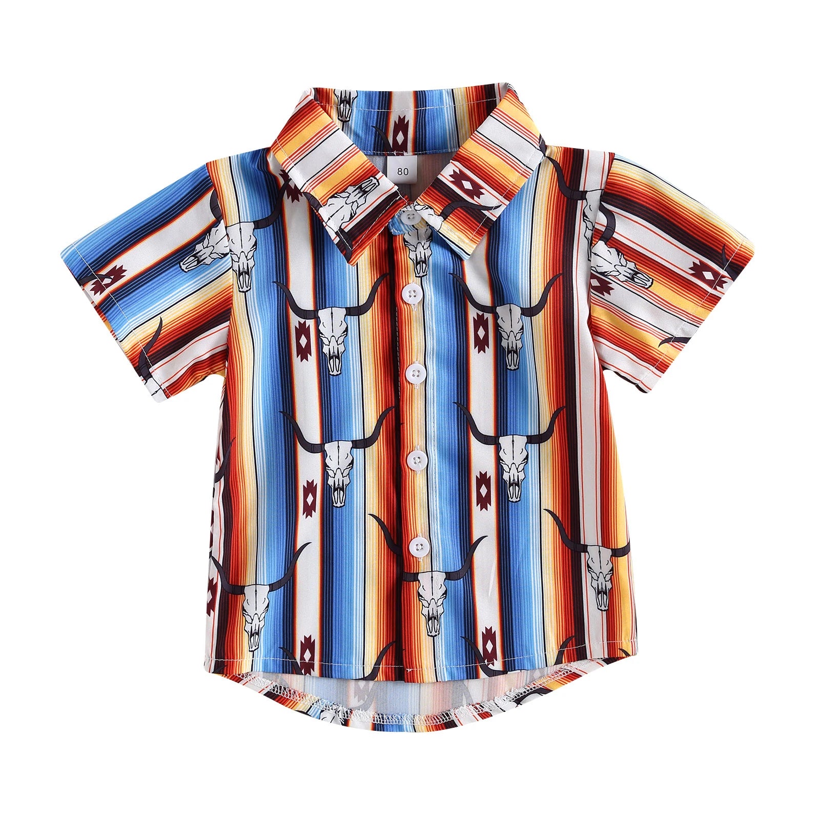 Fashion Summer Baby Boys Shirts Cattle Cactus Graphic Print Short Sleeve