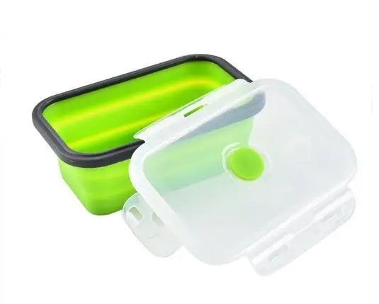 Collapsible Silicone Food Container Portable Bento Lunch Box Microware Home