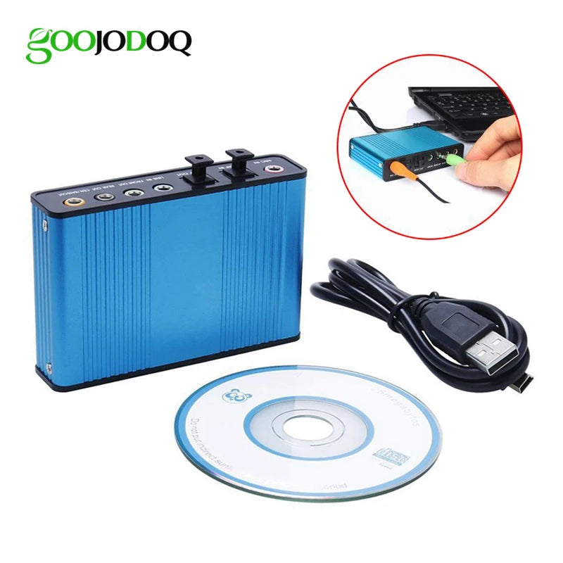 GOOJODOQ Professional USB Sound Card 6 Channel 5.1 Optical External Audio