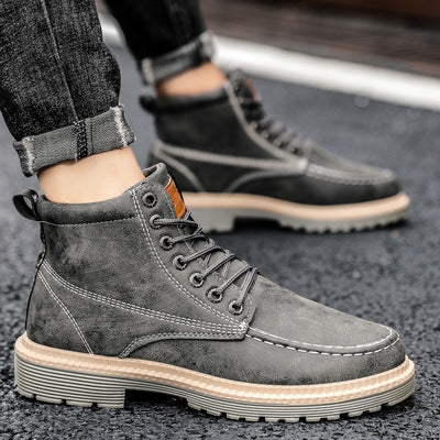 Men High Quality Leather Boots Men Spring Casual Motorcycle Ankle Boots