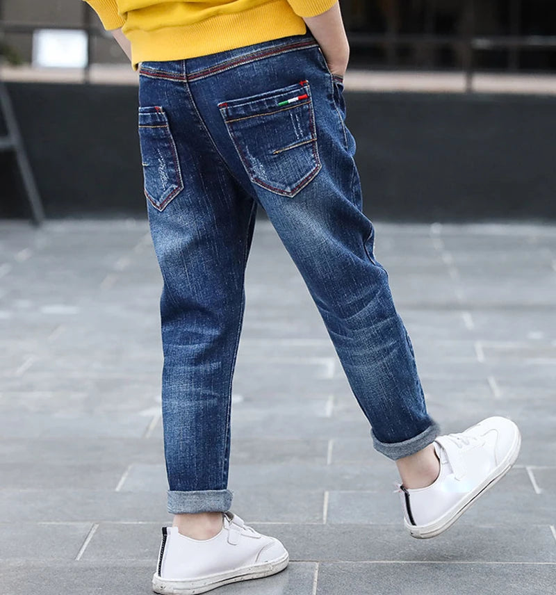 IENENS 4-11 Years Boys Clothes Slim Straight Jeans Classic