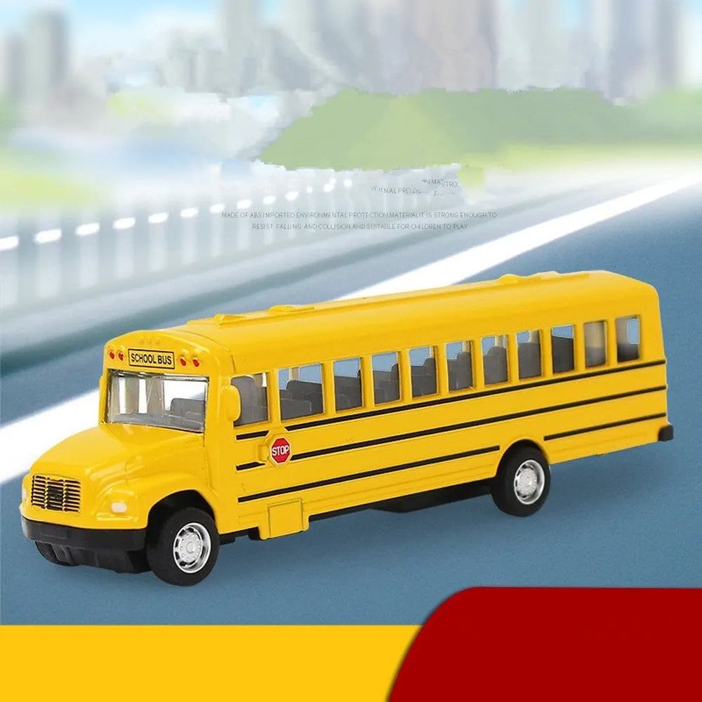 1/64 Diecast Alloy School Bus Kids Toy Car Inertia Vehicle Model Toys