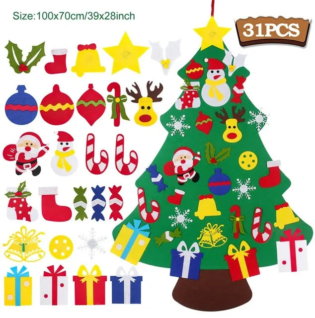 Kids DIY Felt Christmas Tree Merry Christmas Decorations for Home 2024