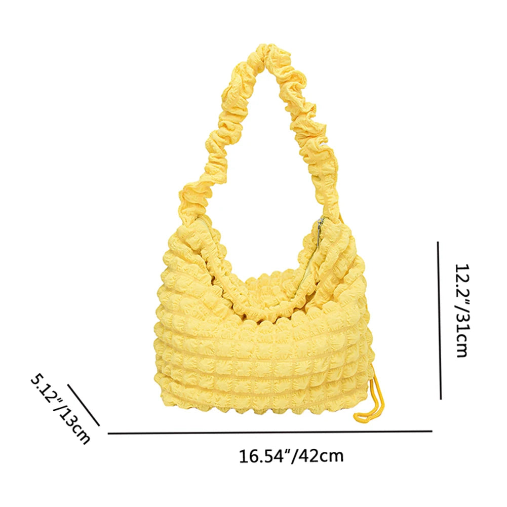 Women Shoulder Bags Cute Pleated Bubbles Handbags Large Capacity Female