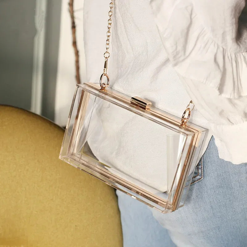 New Acrylic Transparent Women Clutch Bag Chain Luxury Brand Women Messenger Bag