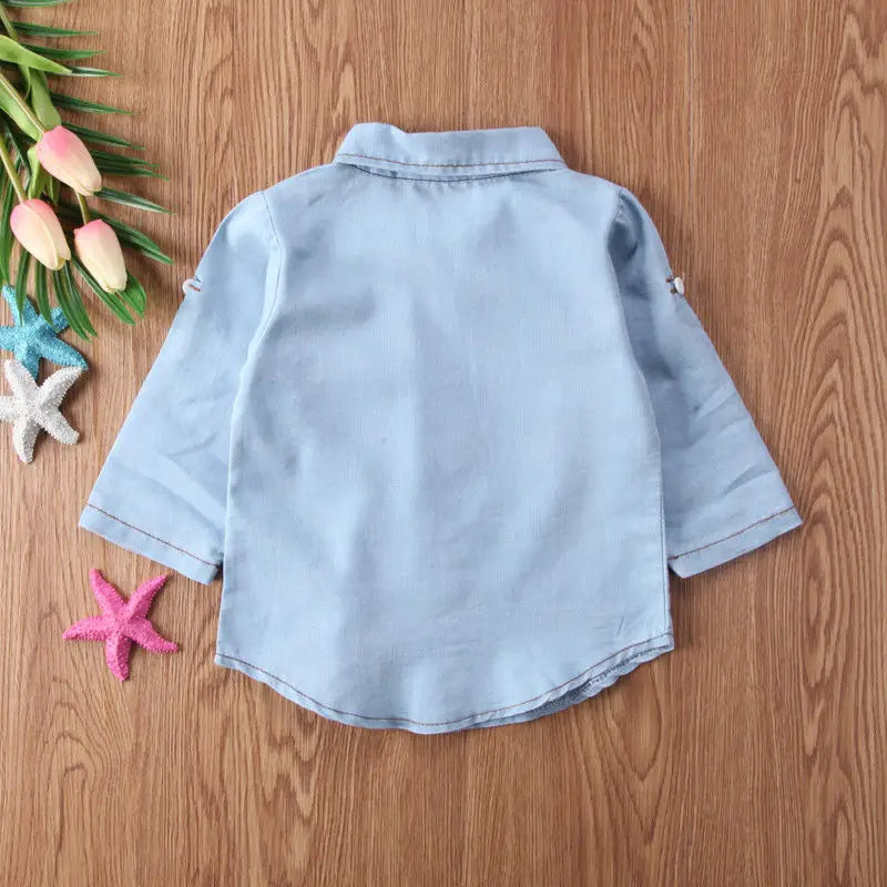 2020 Brand New Toddler Infant Child Kids Baby Boys Denim Shirt Long Sleeve