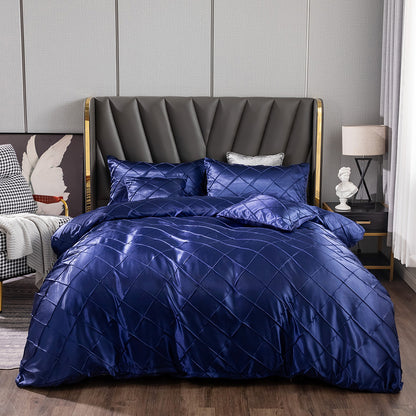 Drop Shipping Luxury Satin Silk Fabric Duvet Covers and Bedding Sheet Sets