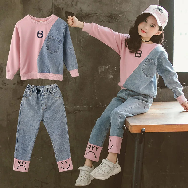 Children Clothing Set Hoodie Jeans Kids Tracksuit 2023 Spring Girls Costume Kids