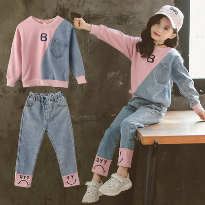 Children Clothing Set Hoodie Jeans Kids Tracksuit 2023 Spring Girls Costume Kids