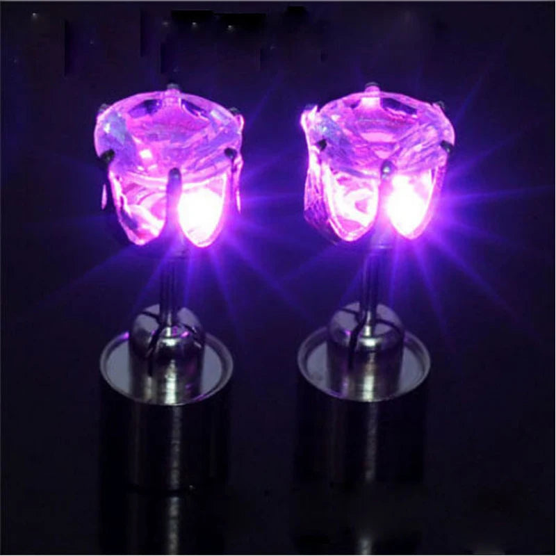 1pc Light Up Led Stainless Steel Men Earring New Year Gift