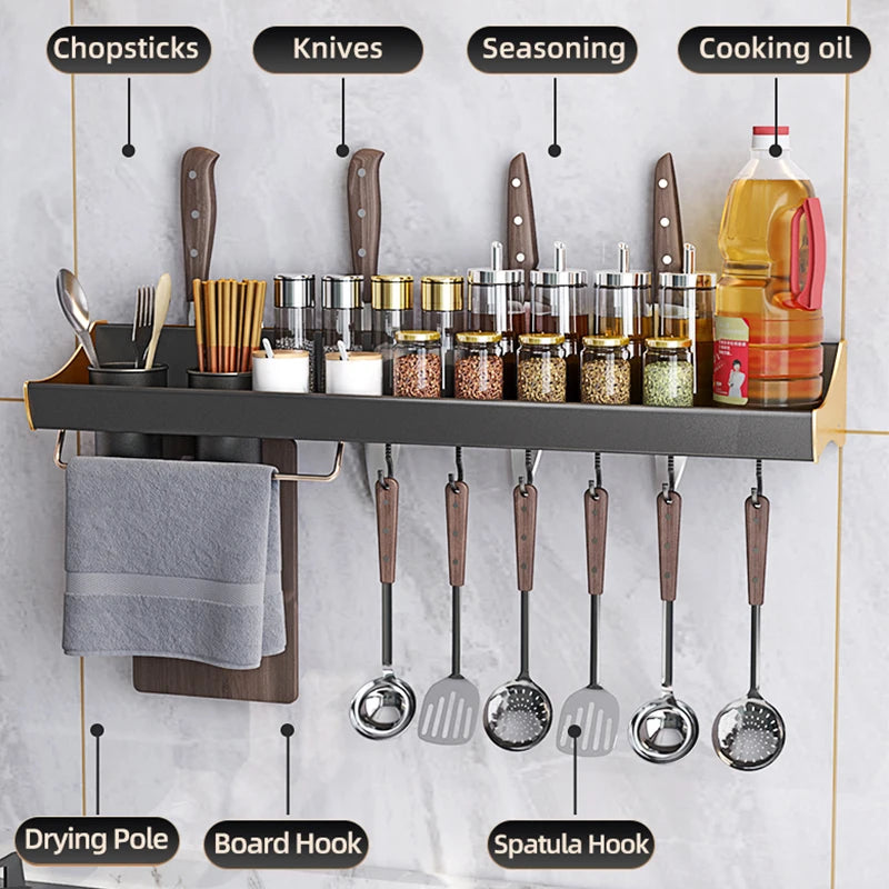 Joybos Kitchen Spice Organizer Set Punch-Free Wall-Mounted Racks