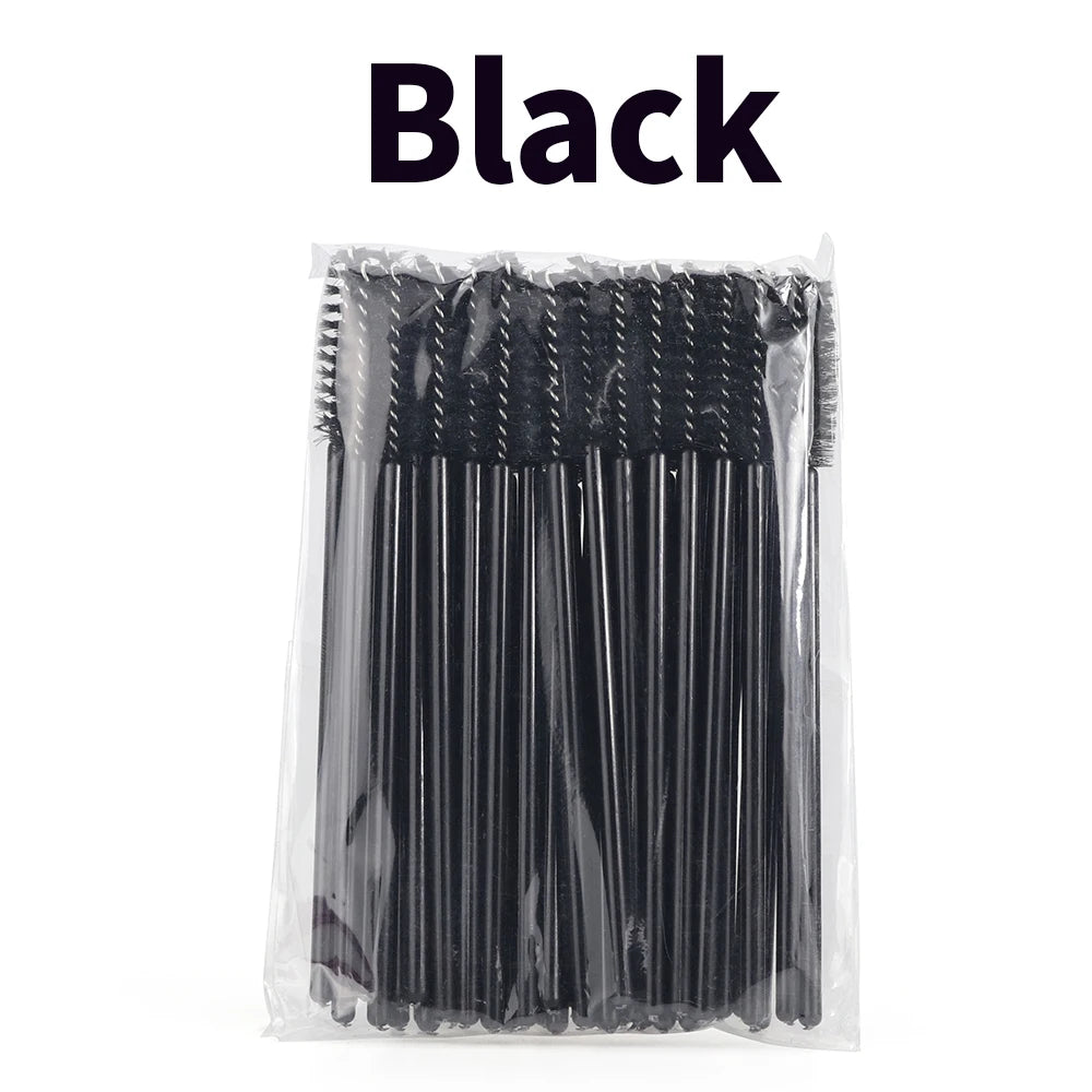 GLAMLASH Premium 50Pcs Disposable Eyelash Extension Cleaning Brush Micro Mascara