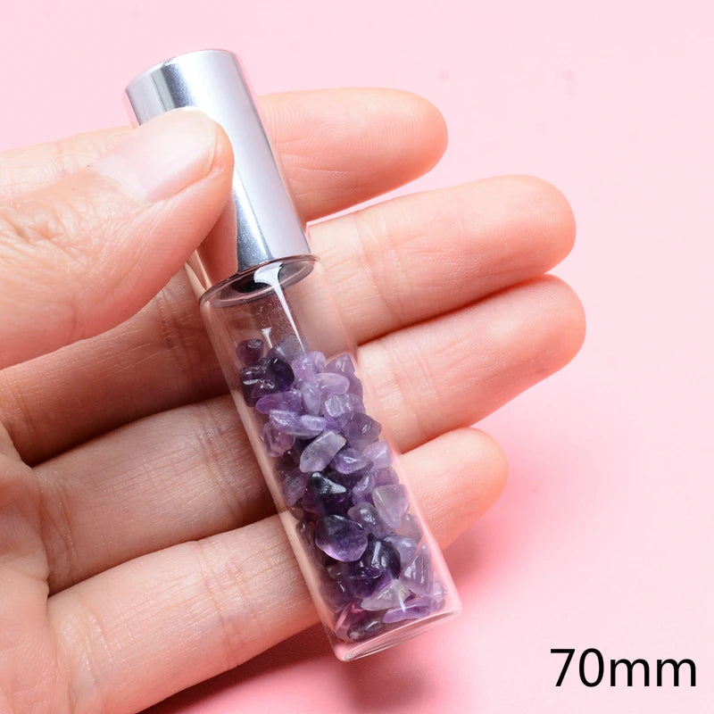 QilmilyNatural Stone Glass Essential Oil Bottle 70/98mm for Women Men Wheel