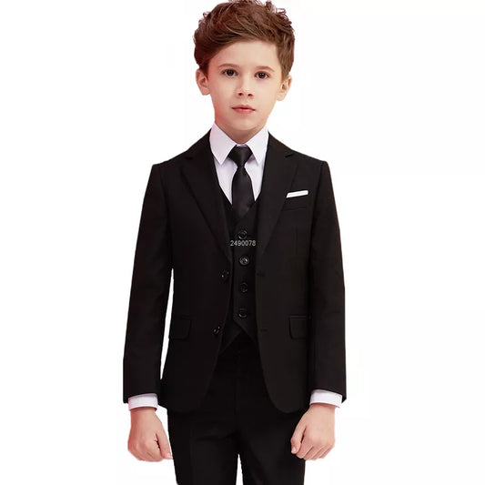 Boys Black 007 Wedding Suit Kids Formal Blazer Clothing Set Gentleman