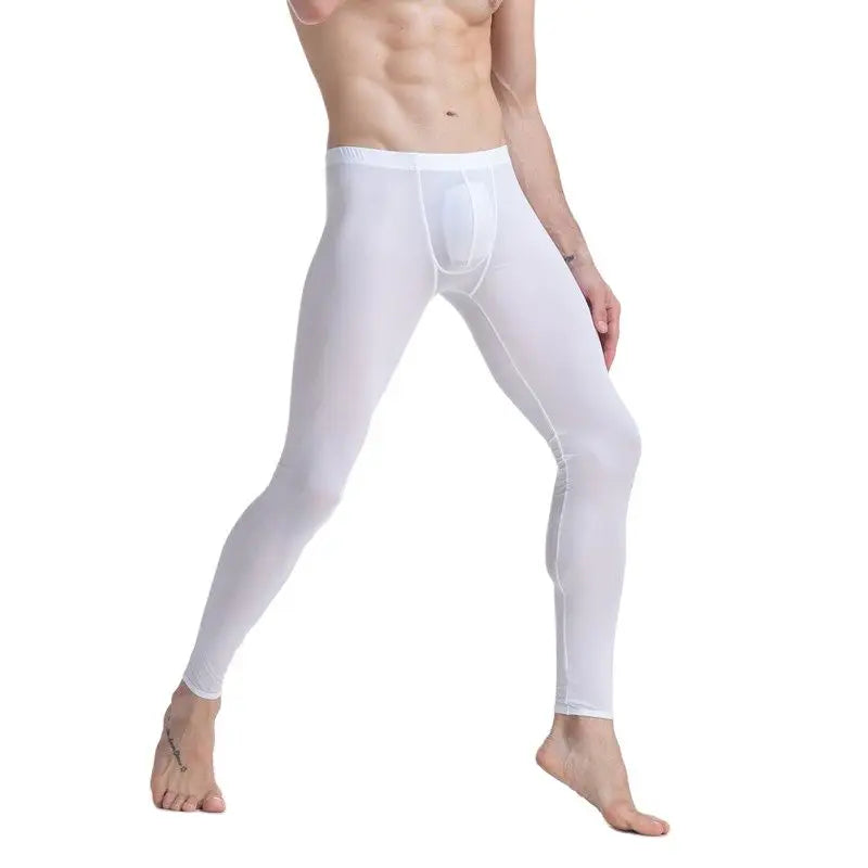 CLEVER-MENMODE Sheer Men's Ice Silk Long Johns Pants Elastic Underwear