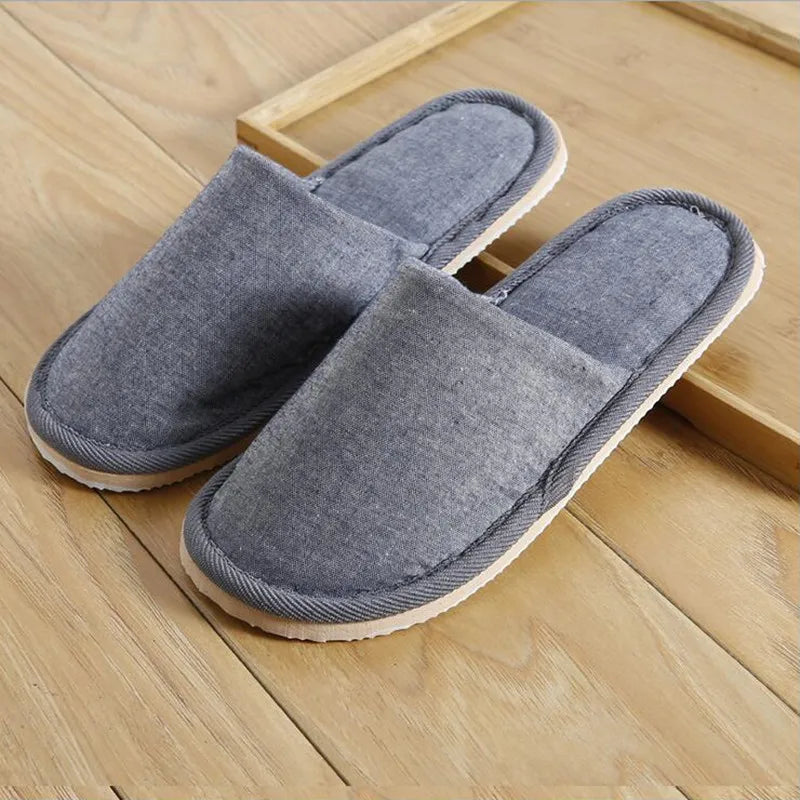 LEEMEIMEI Natural Flax Home Slippers Indoor Floor Shoes Silent Sweat Slippers