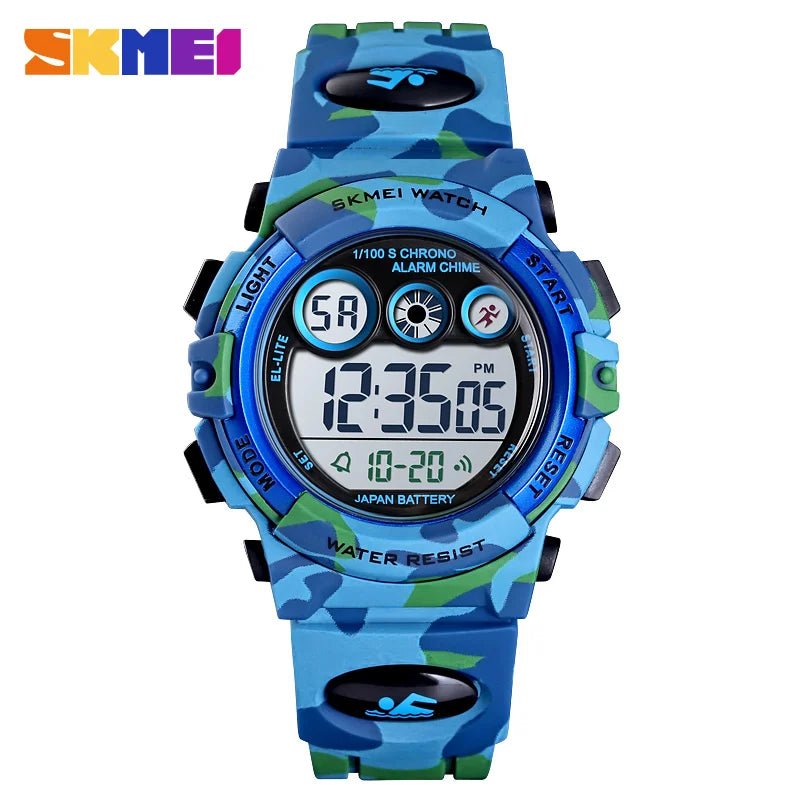 SKMEI Children LED Electronic Digital Watch Stop Watch Clock 2 Time Kids