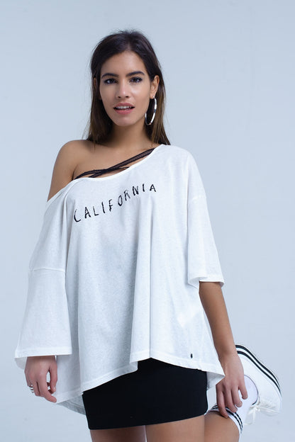 White T-Shirt With California Logo