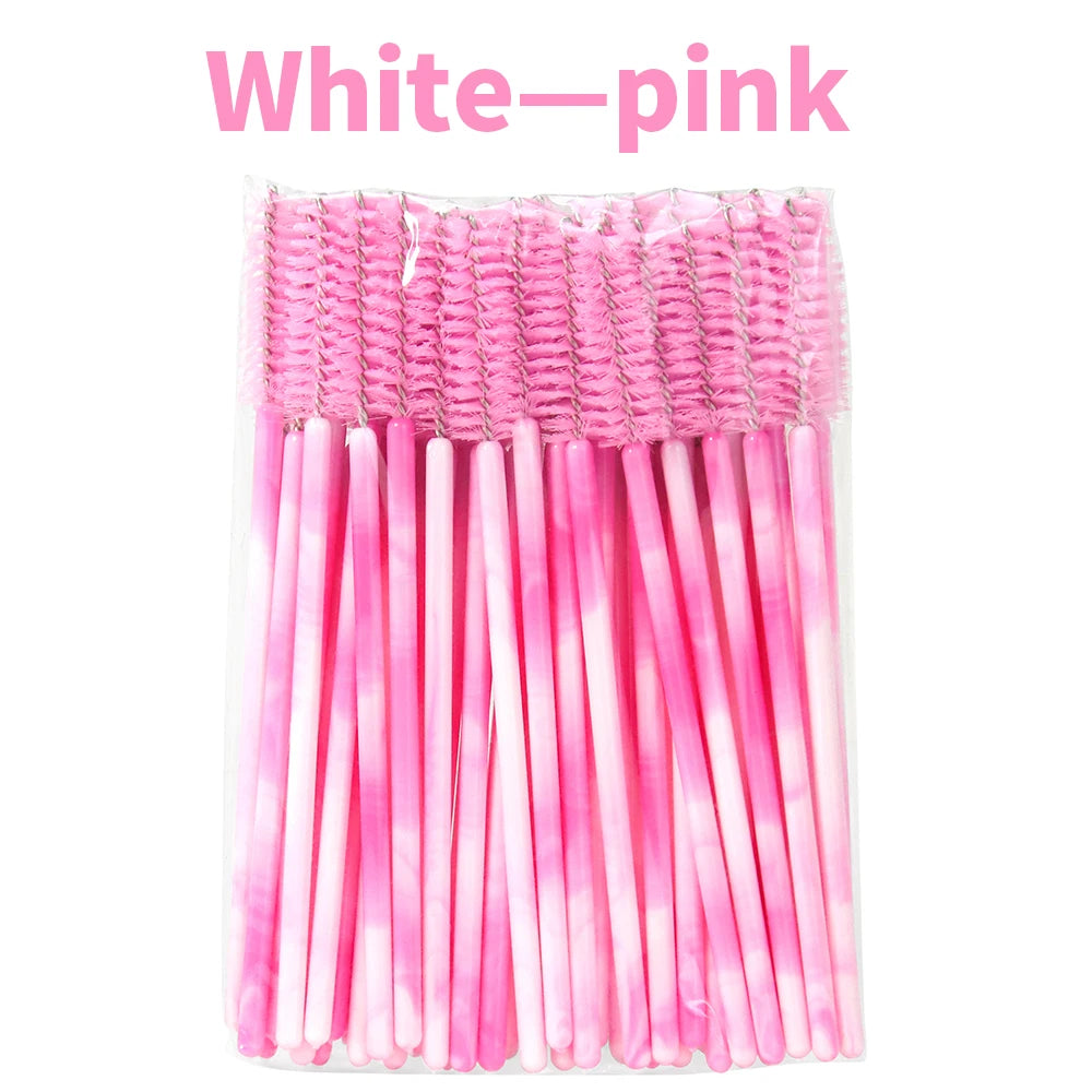 GLAMLASH Premium 50Pcs Disposable Eyelash Extension Cleaning Brush Micro Mascara