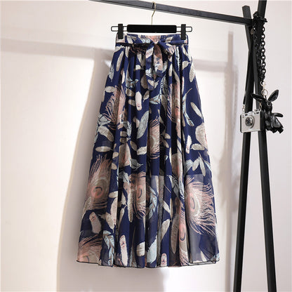 Women's Elegant Skirt Korean High Waist Cover Up Ruffle Skirts Midi Skirt