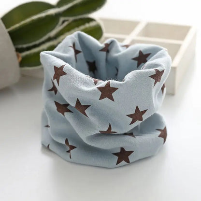 Korean Cotton Children's Scarf LIC Printed Cartoon Plaid Ring