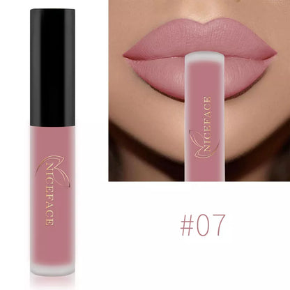 NICEFACE Hot Color Lip Gloss Waterproof Matt Lipgloss Lasting Nude Liquid