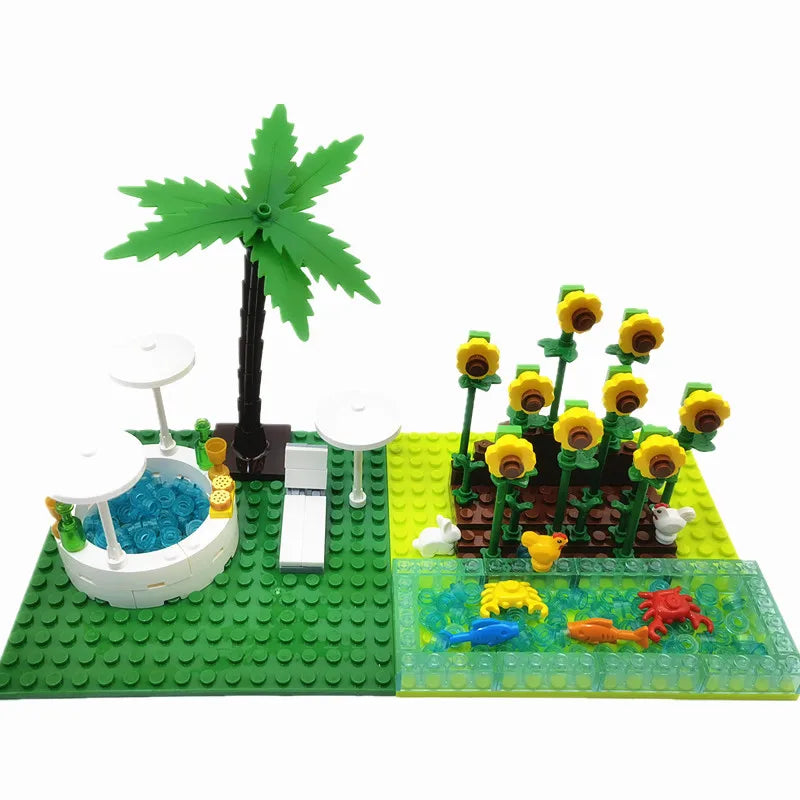 Farm Animals Trees Plants Building Blocks for Kids MOC Compatible