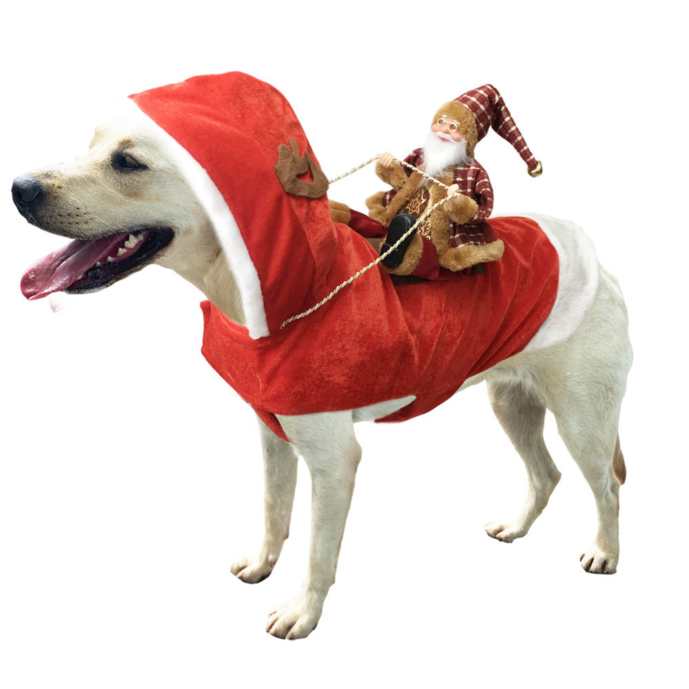 Pet Dog Christmas Costume Santa Claus Riding Dress Christmas Pet Clothes Riding