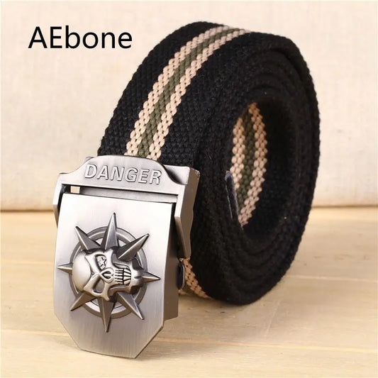 AEbone Skull Canvas Belt for Boy Belt for Kids Kemer Jeans