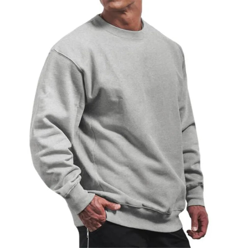 Men's Sweatshirt White Pure Color Casual Men Spring Autumn Fleece Sweatshirts