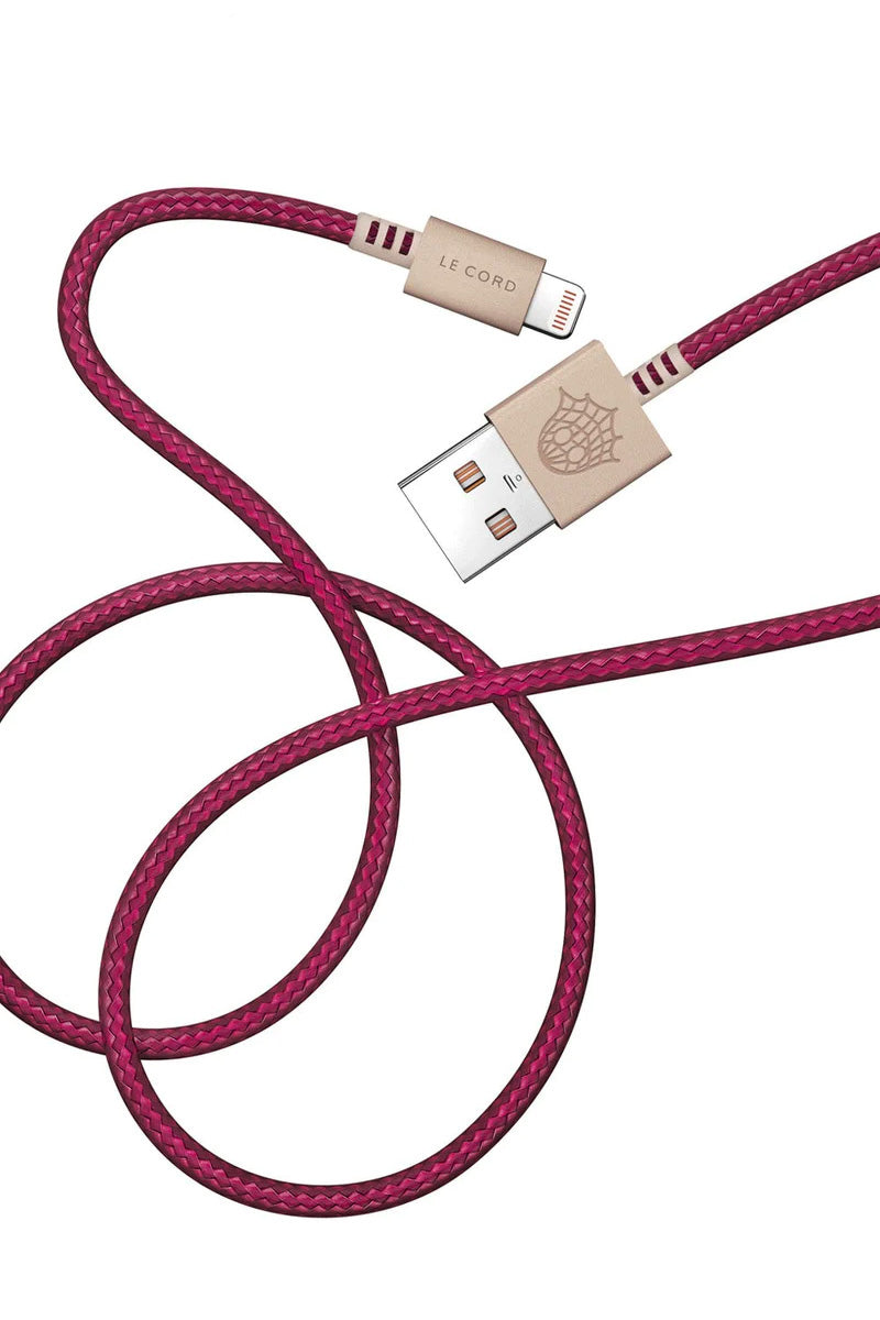 Plum iPhone Lightning Cable · 2 Meter · Made of Recycled Fishing Nets