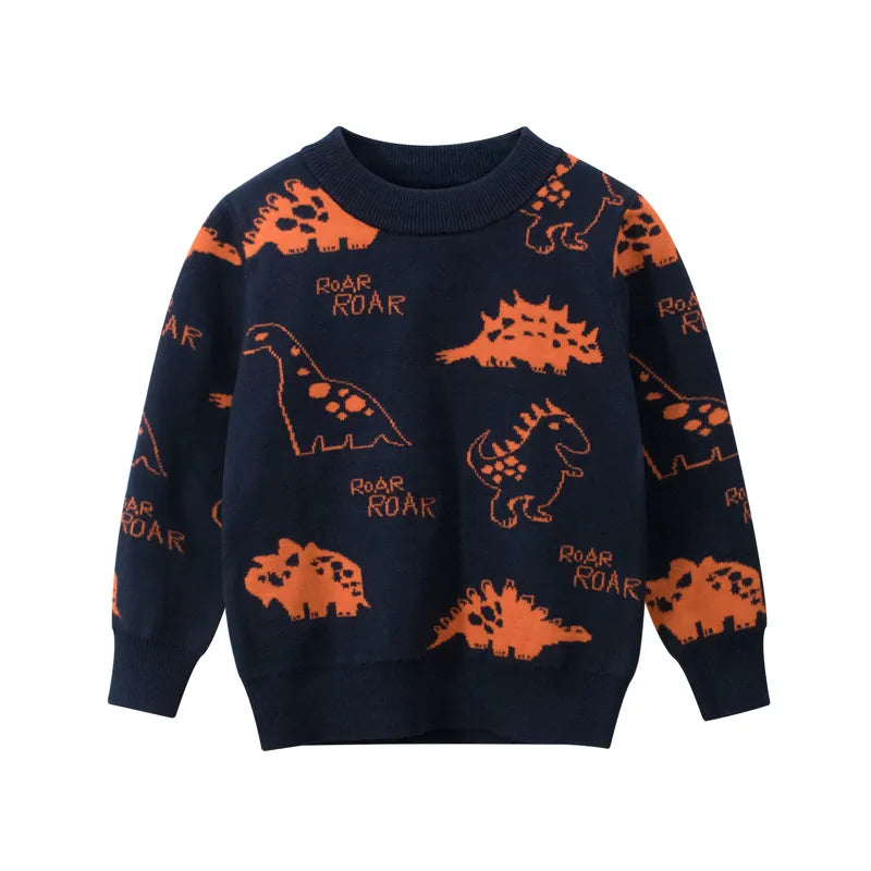 2021 Autumn Children Sweater Kids Boys Girls Clothes Cute Dinosaur Cartoon