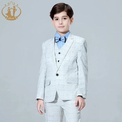 Kids Plaid Wedding Blazer Suit Brand Flower Boys Formal Tuxedos School Kid