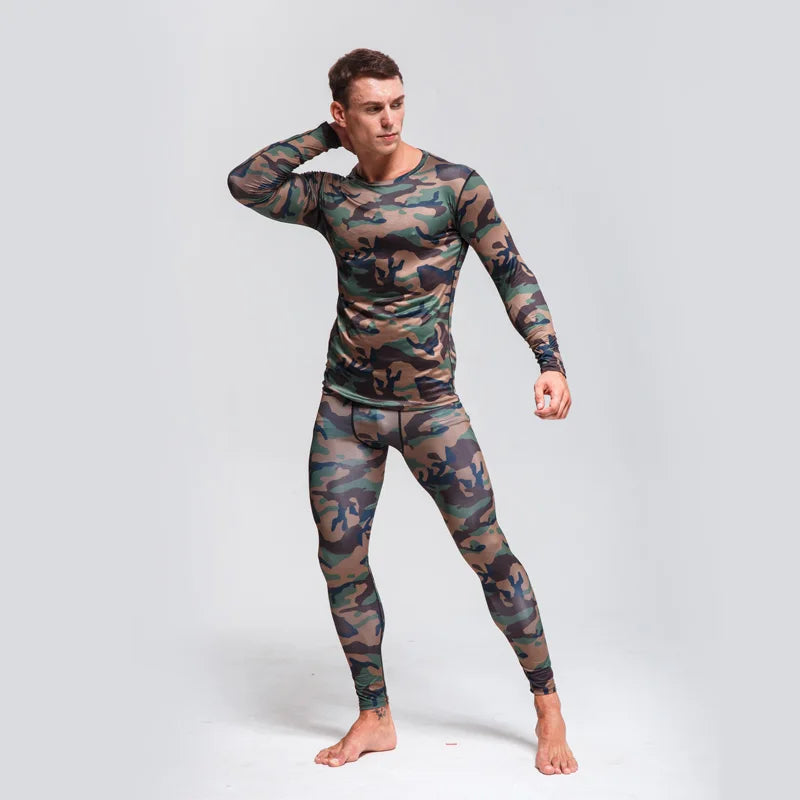 Camouflage Suit  Men's Thermal Underwear Quick-Drying Sportswear  Long Johns