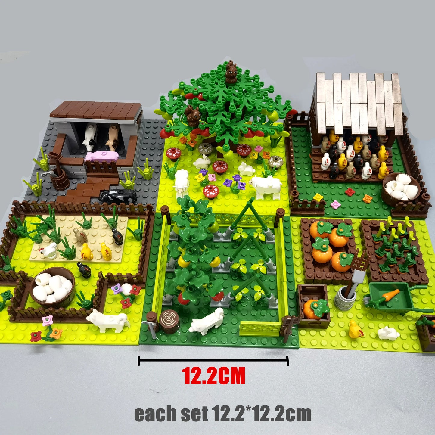 Farm Animals Trees Plants Building Blocks for Kids MOC Compatible