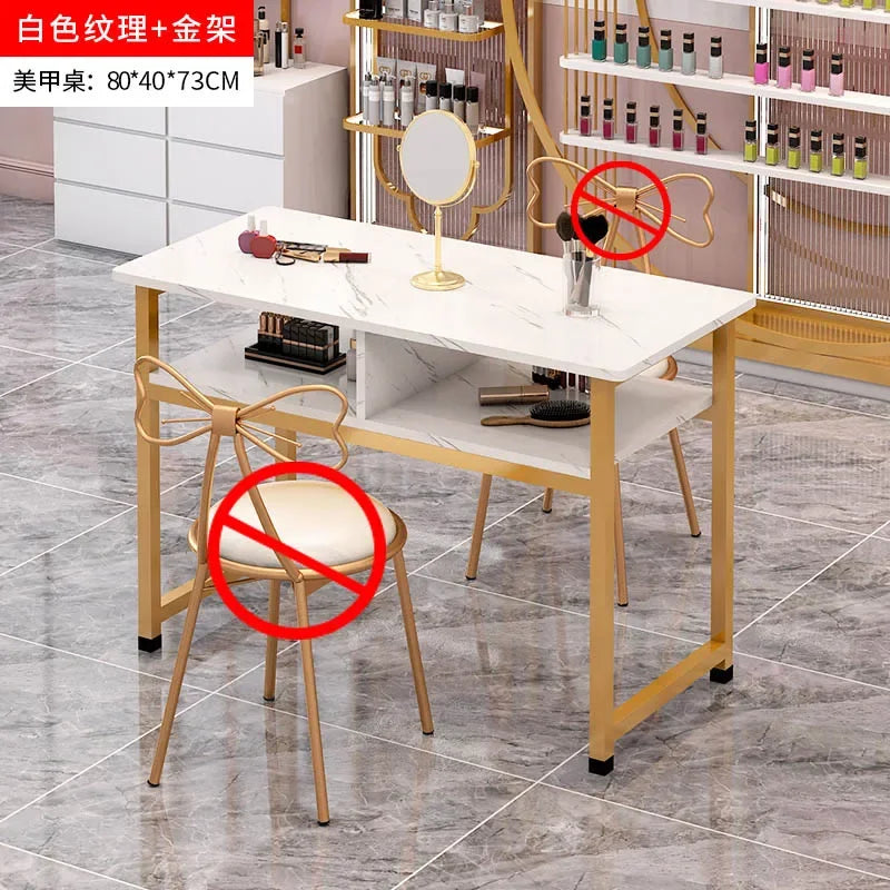 Nordic Single Nail Tables Modern Double Manicure Designer Marble